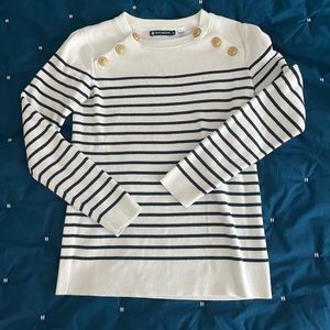 Petit bateau stripe sweater with gold buttons